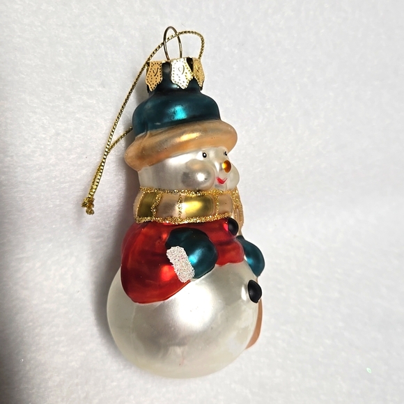 3 Vintage Christmas Ornaments Set Snowman 3½" Glass Christmas Tree Decor Holiday - Picture 12 of 16